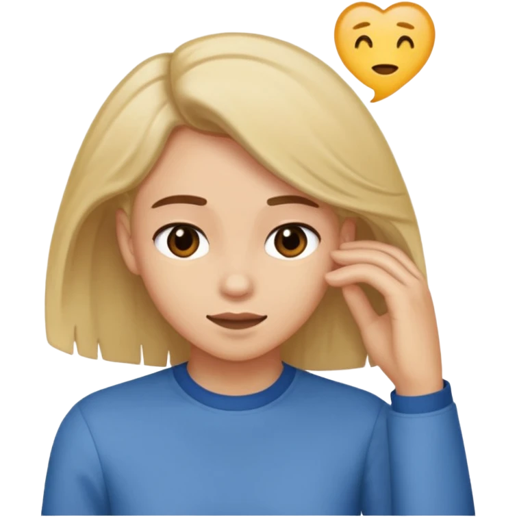 Tuck hair behind ear when flirting with someone  emoji