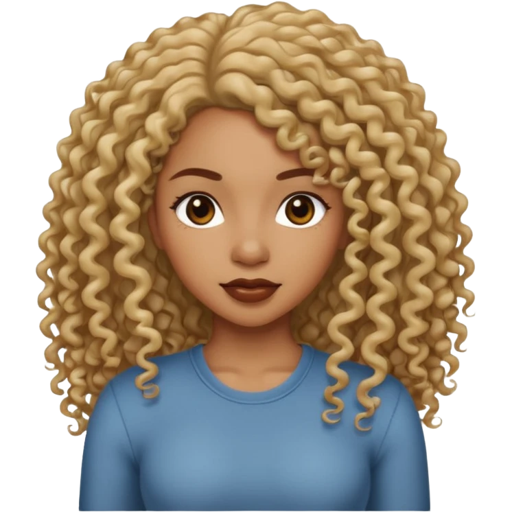Uma mulher negra da pele clara com cabelo cacheados bem longo até a bunda  emoji