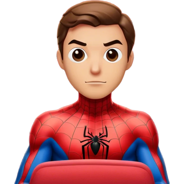 Spider-Man sitting in front of a movie theater screen emoji