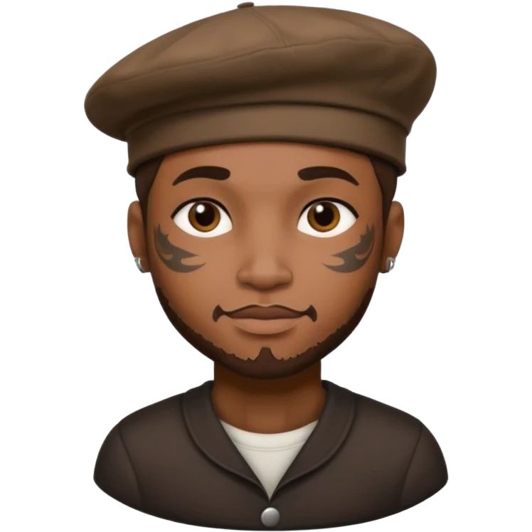 black man with tattooed faces wearing berets emoji