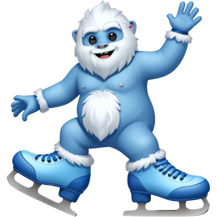fat blue fur yeti ice skating  emoji