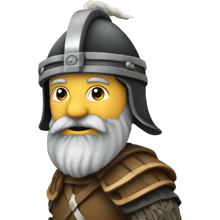 A small medieval Scottish man with a Scottish helmet, with a beard, that i saluting  emoji