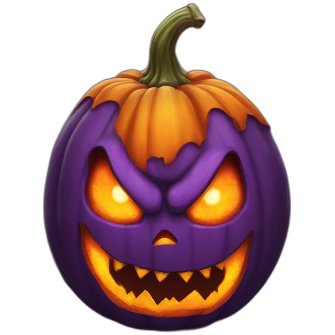 Purplefire pumpkin head with demon eyes emoji
