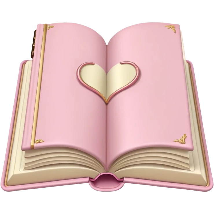 Pastel pink open book with cream pages, gold trim, satin cover emoji