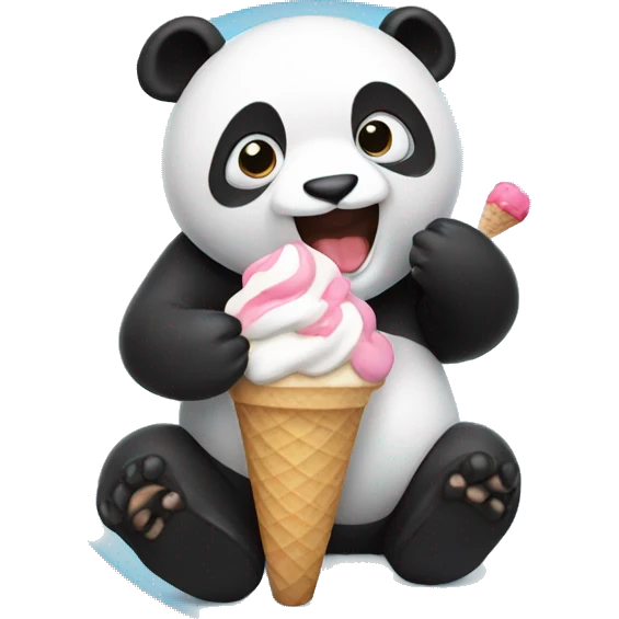 Panda eating ice cream emoji