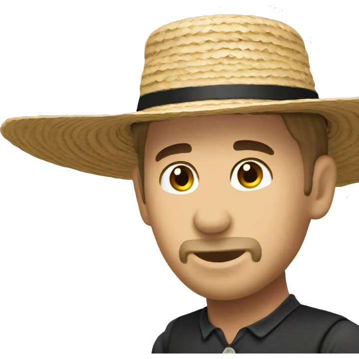 white skin amish man straw hat emoji