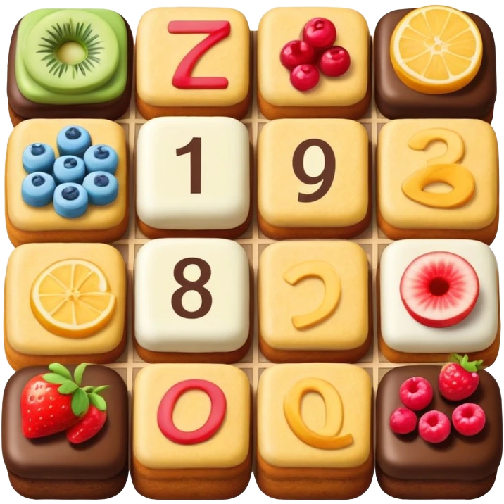 sudoku with cakes and food emoji