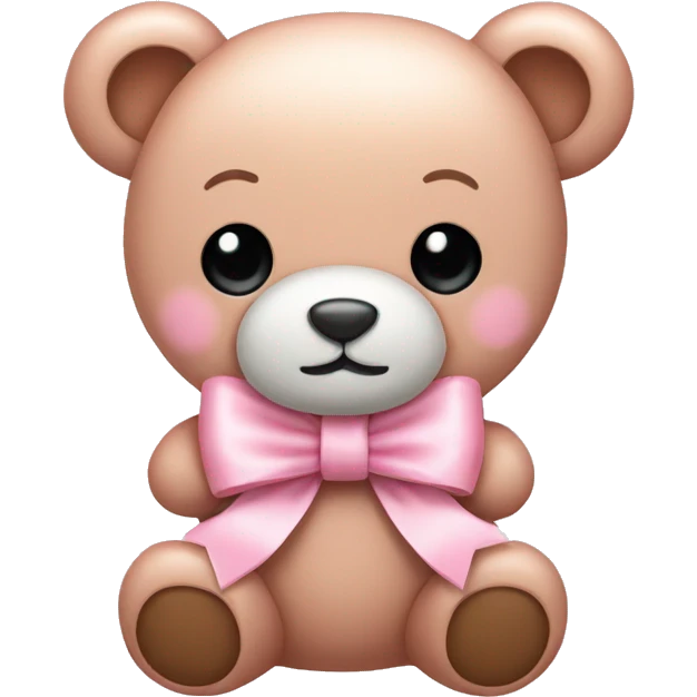 light pink cute teddy bear bow emoji