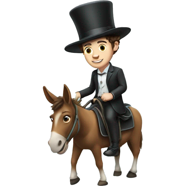 Shawn Mendes riding a donkey wearing a top hat emoji