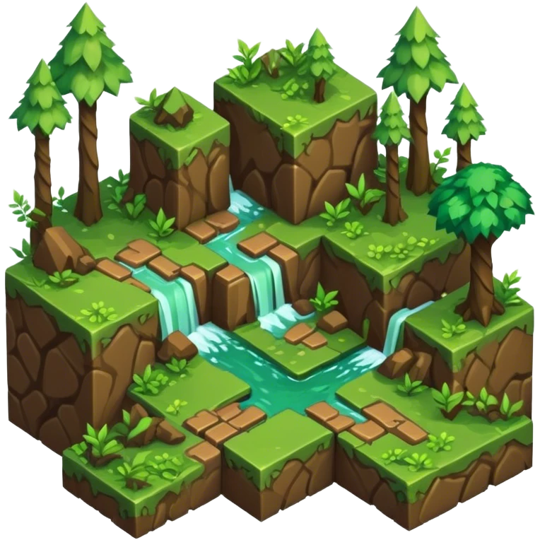StarCraft-inspired, isometric RTS rugged terrain tile forest emoji