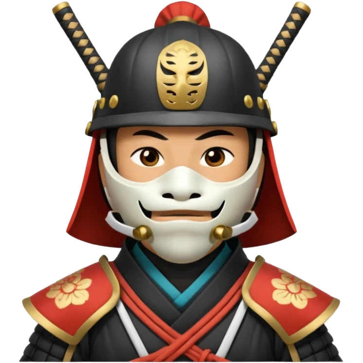 Samurai with helmet and a mask covering their mouth emoji