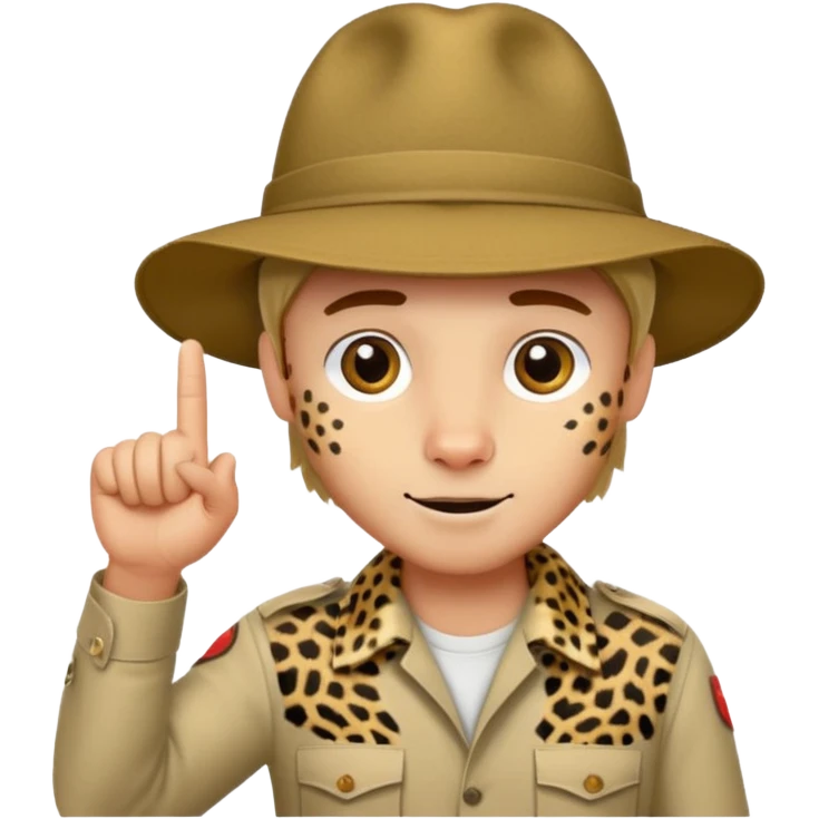 A man sticking his finger into the body of a leopard. emoji