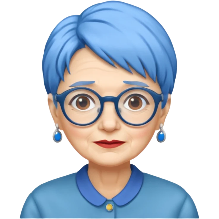 old lady with blue hair, wearing glasses  emoji