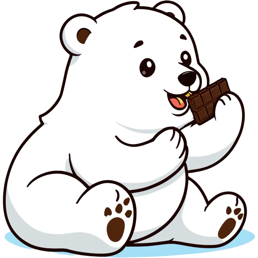 Polar bear eating chocolate  emoji