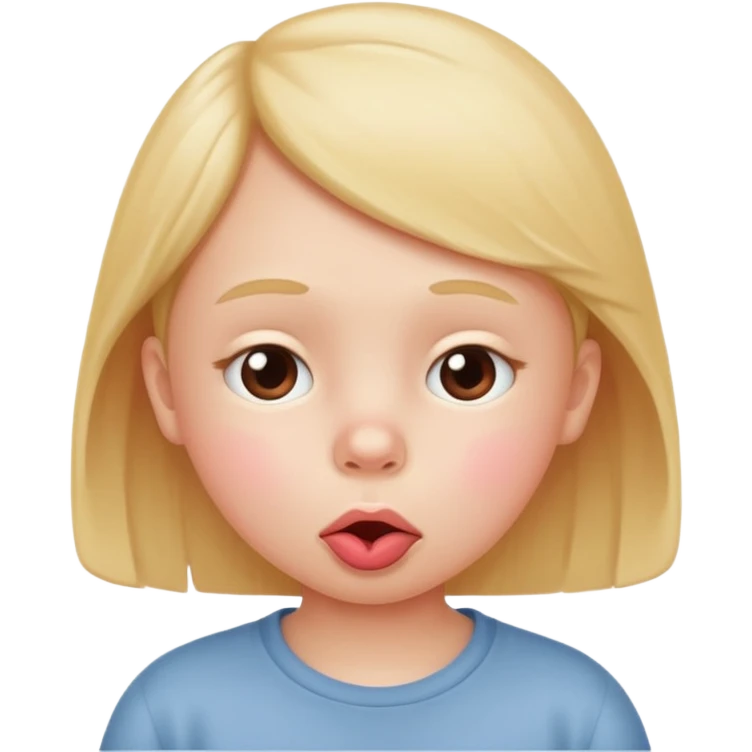 The white child is a stick at the lips, blowing emoji