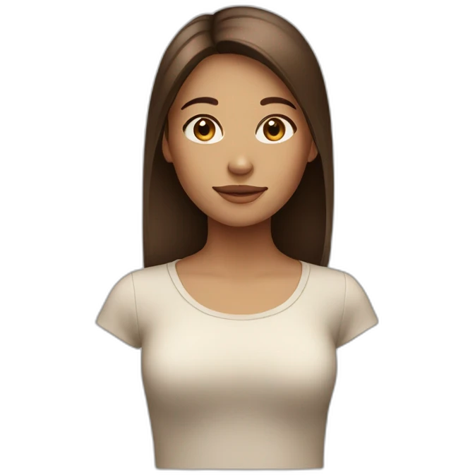Girl with brown hair straight with clear skin tone emoji