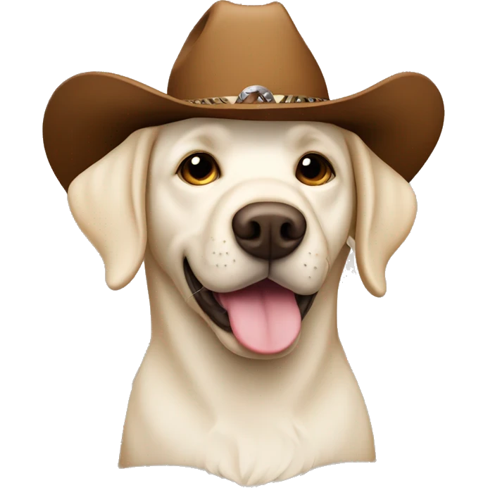 white labrador in a brown cowboy hat emoji