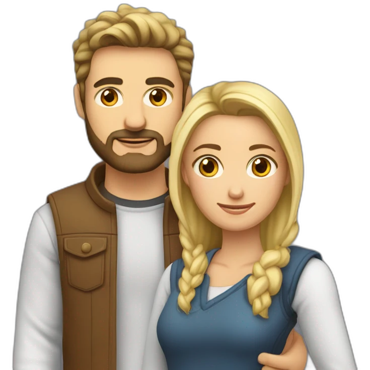 Pareja chica rubia y hombre calvo con barba besándose emoji