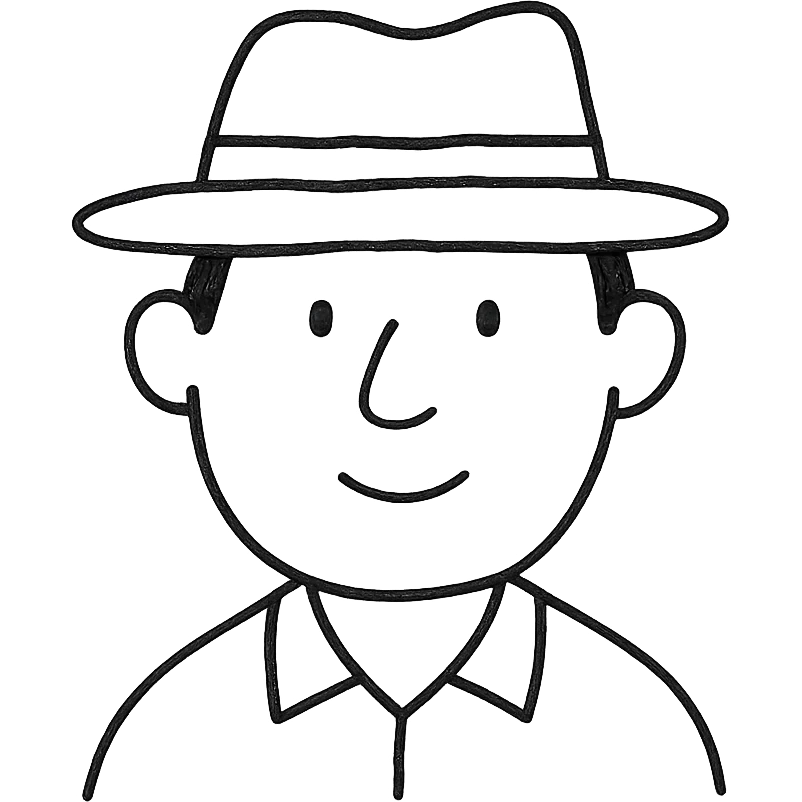 hand drawn outlined icon of a man with a hat emoji
