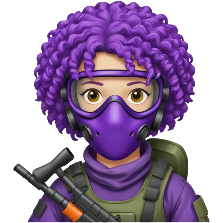 purple curly haired painitball player emoji
