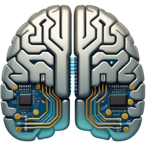AI digital brain with circuits emoji