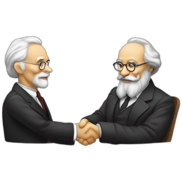 Friedrich-hayek-shaking-hands-with-carl-marx emoji