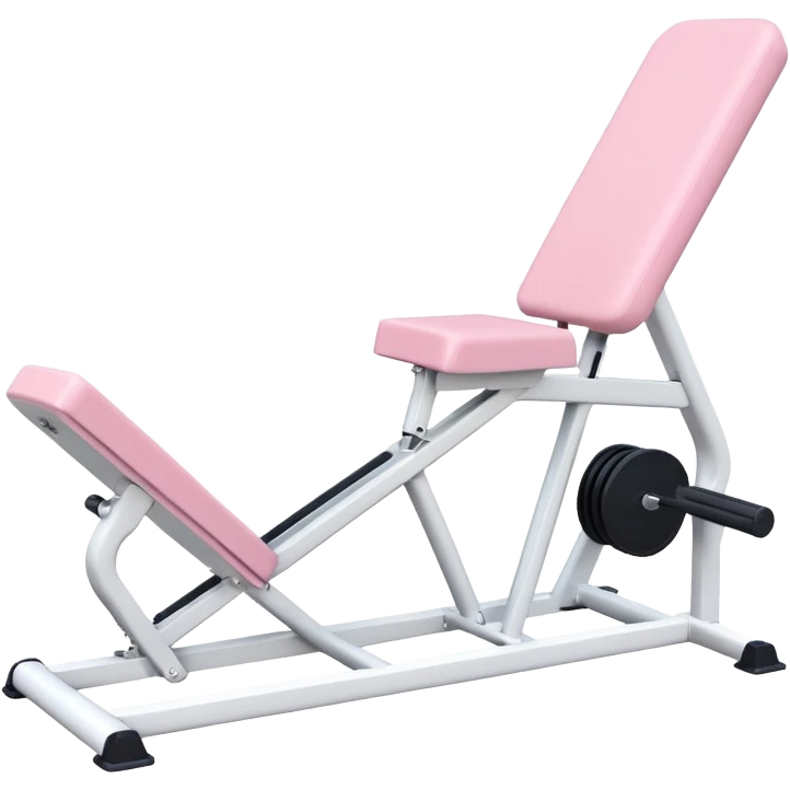 White leg press machine with pastel pink seat, minimal composition emoji