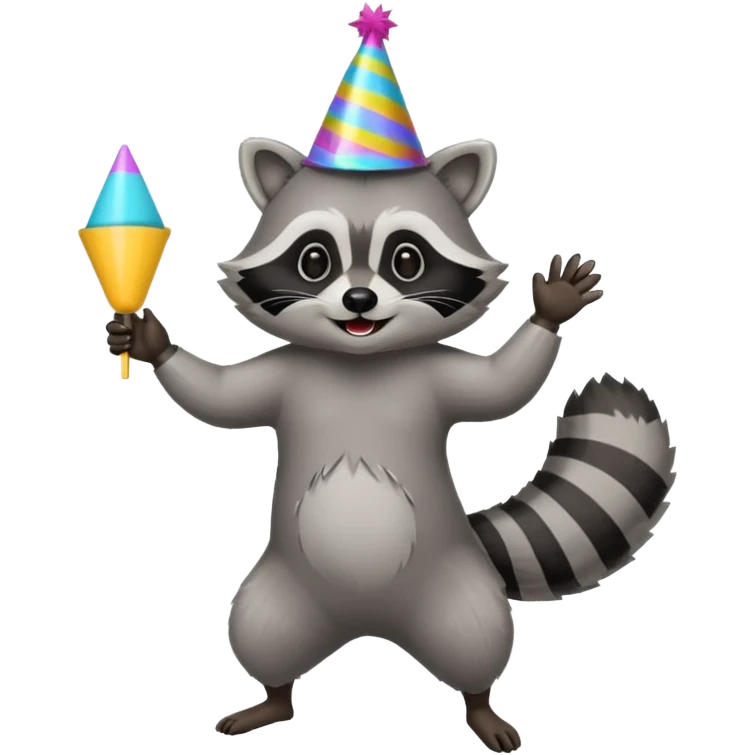a full body raccoon celebrating / dancing  emoji