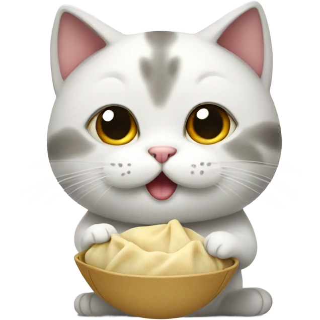Cat holding a dumpling emoji