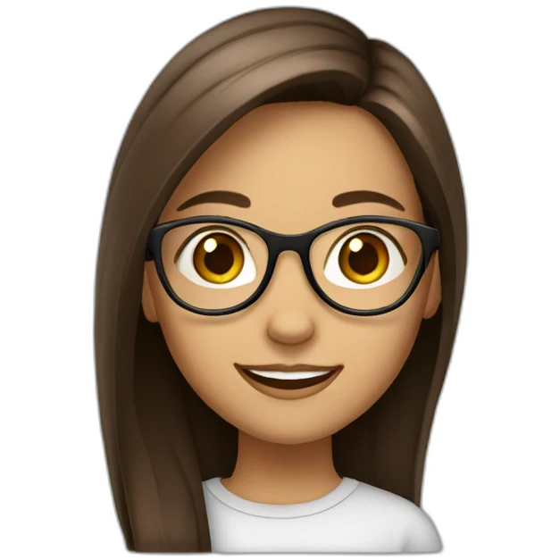 a girl with glasses, smile and long straight brown hair emoji