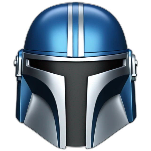 mandalorian helmet with blue and shiny silver emoji