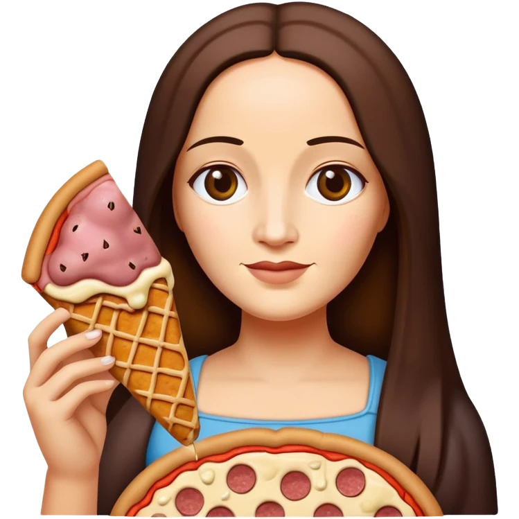 Monalisa holding Melted spam meat ice cream pizza slice emoji