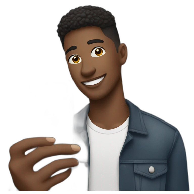 A young man taking mirror selfie with iphone 13 emoji