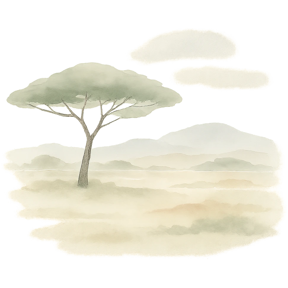African savanna landscape with acacia tree, painterly style emoji