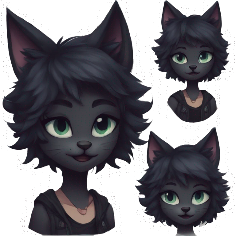Edgy sharp anthro tomboy black cat furry by Falvie, LiLaiRa, griffsnuff, AngieWolf emoji