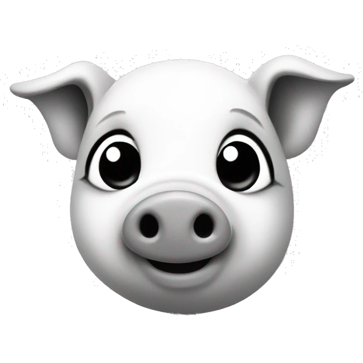 tiny pig shape black and white vector emoji