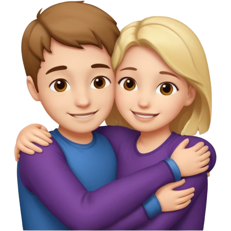 Boy and girl hugging each other in love emoji