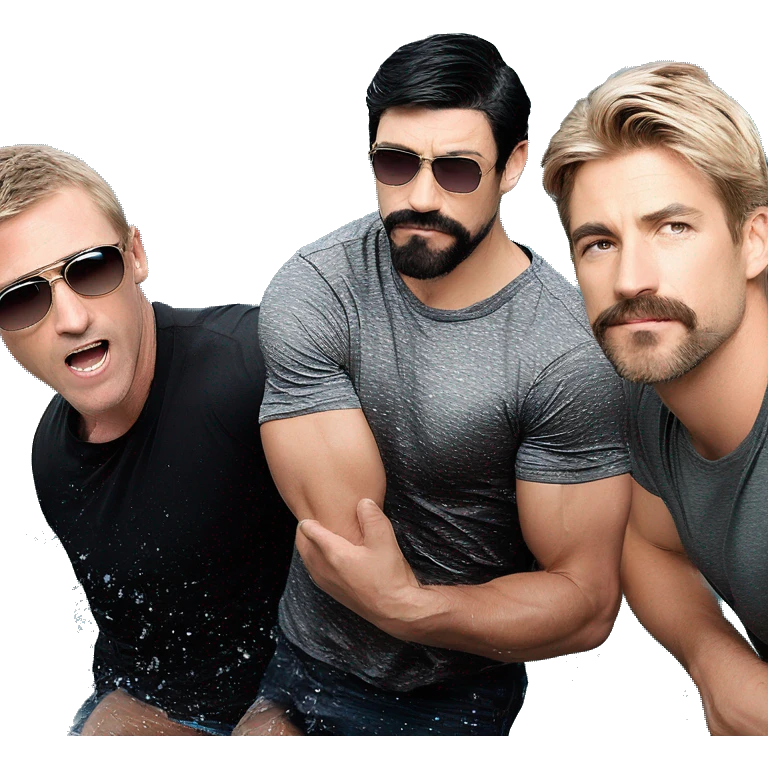 three tough men by water emoji