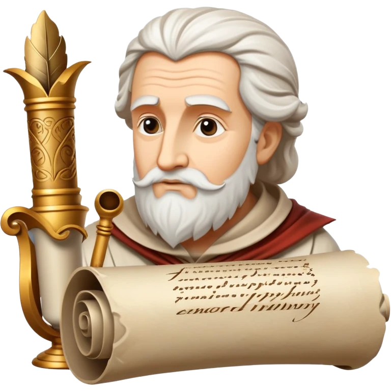 An icon featuring an ancient scroll, a quill pen, and a philosopher’s bust, symbolizing philosophy. The design includes a thinking symbol, and abstract thought patterns, representing deep reflection and the study of existence. Transparent background highlights intellectual exploration. emoji