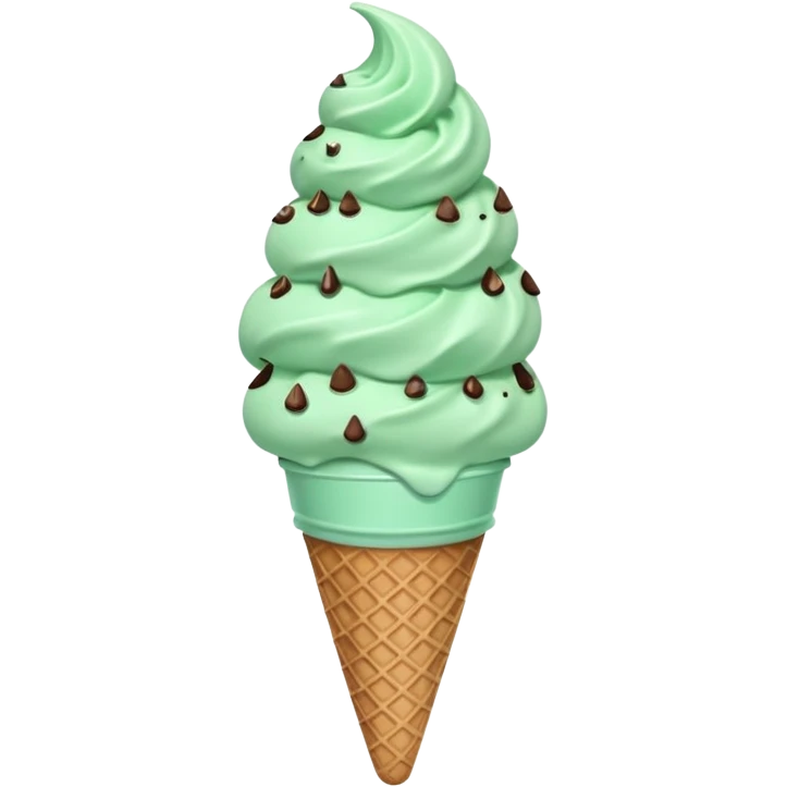 ice cream cone with pastel mint green scoop and chocolate chips emoji