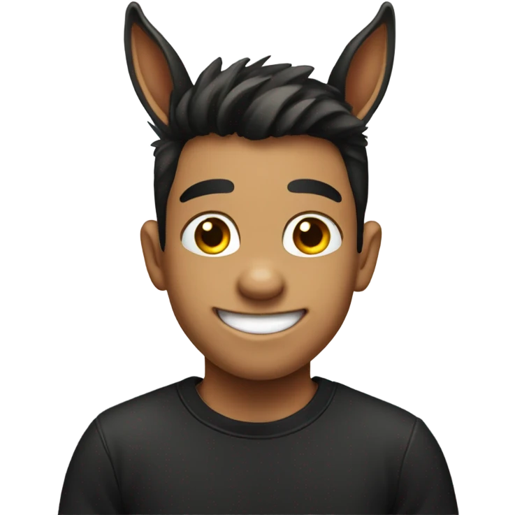 smiling boy donkey in black shirt emoji