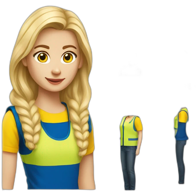 Ikea coworker blond woman blue t-shirt and yellow vest emoji