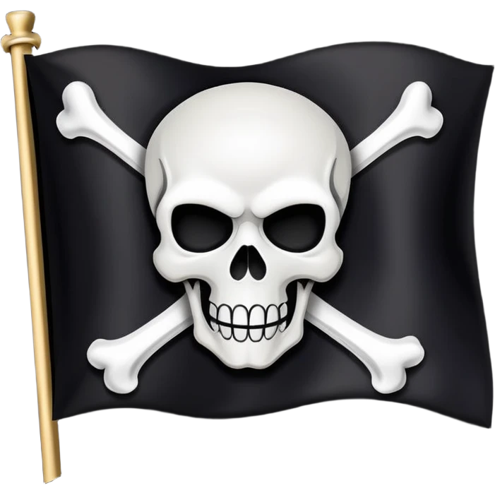 simple pirate flag with skull on black background emoji