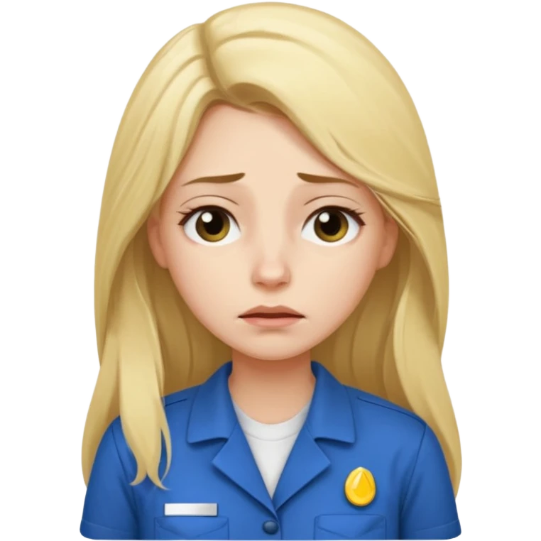 tired blond woman with long hair. she should look like she works in the ffcie  emoji