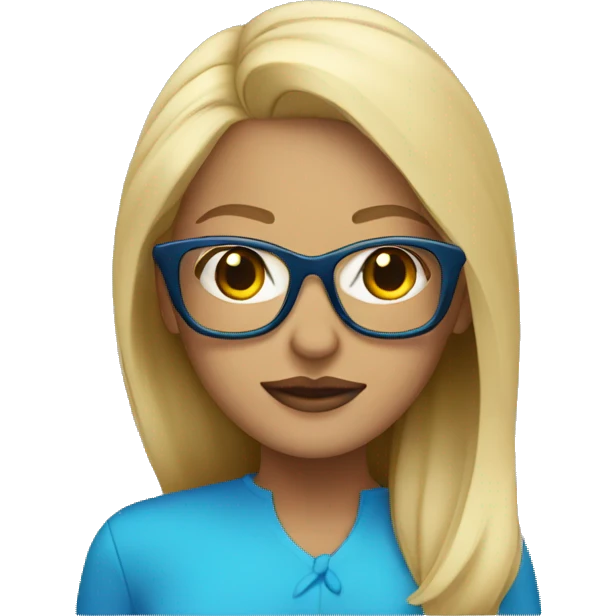 blonde woman with blue highlight and glasses emoji