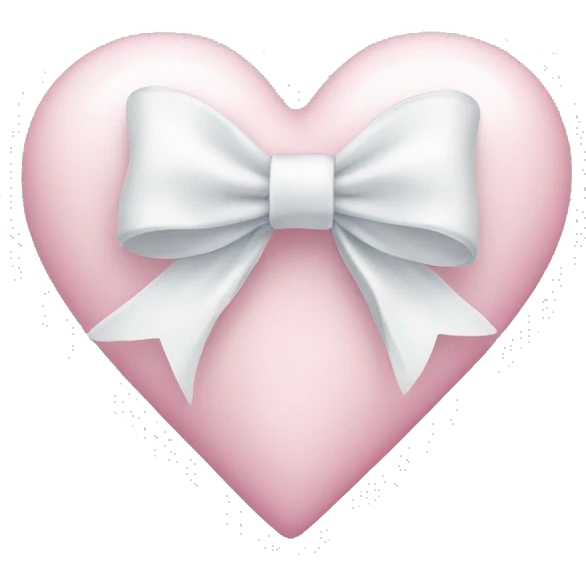 Pastel pink heart with white bow emoji