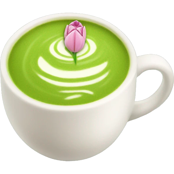 matcha latte in with cup with tulip art emoji
