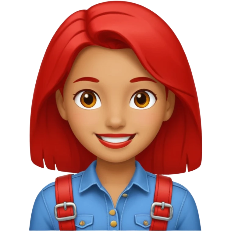 girl with red buckles, smiling emoji