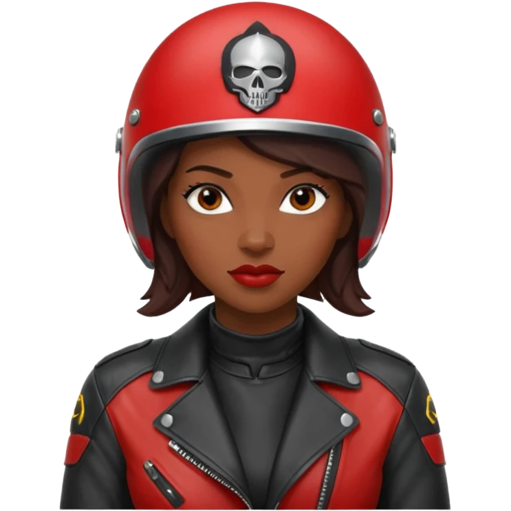 Motorbiker black woman with red leather jacket emoji