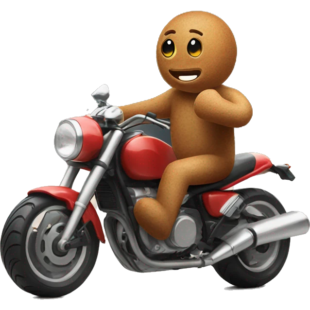 gingerbread man on a motor bike emoji